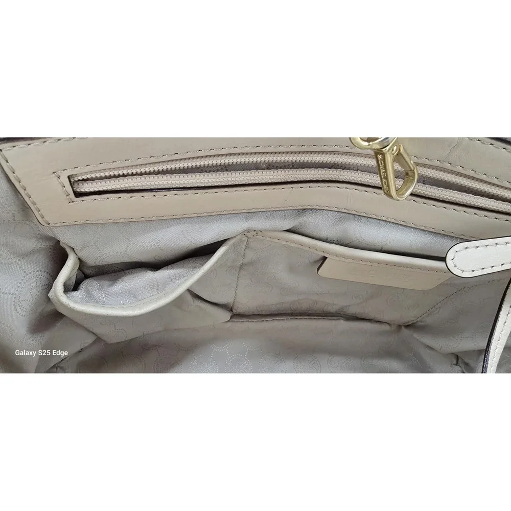 Michael Kors Selma Studded Tote Bag Brown Monogram Gold Studs Medium Handbag